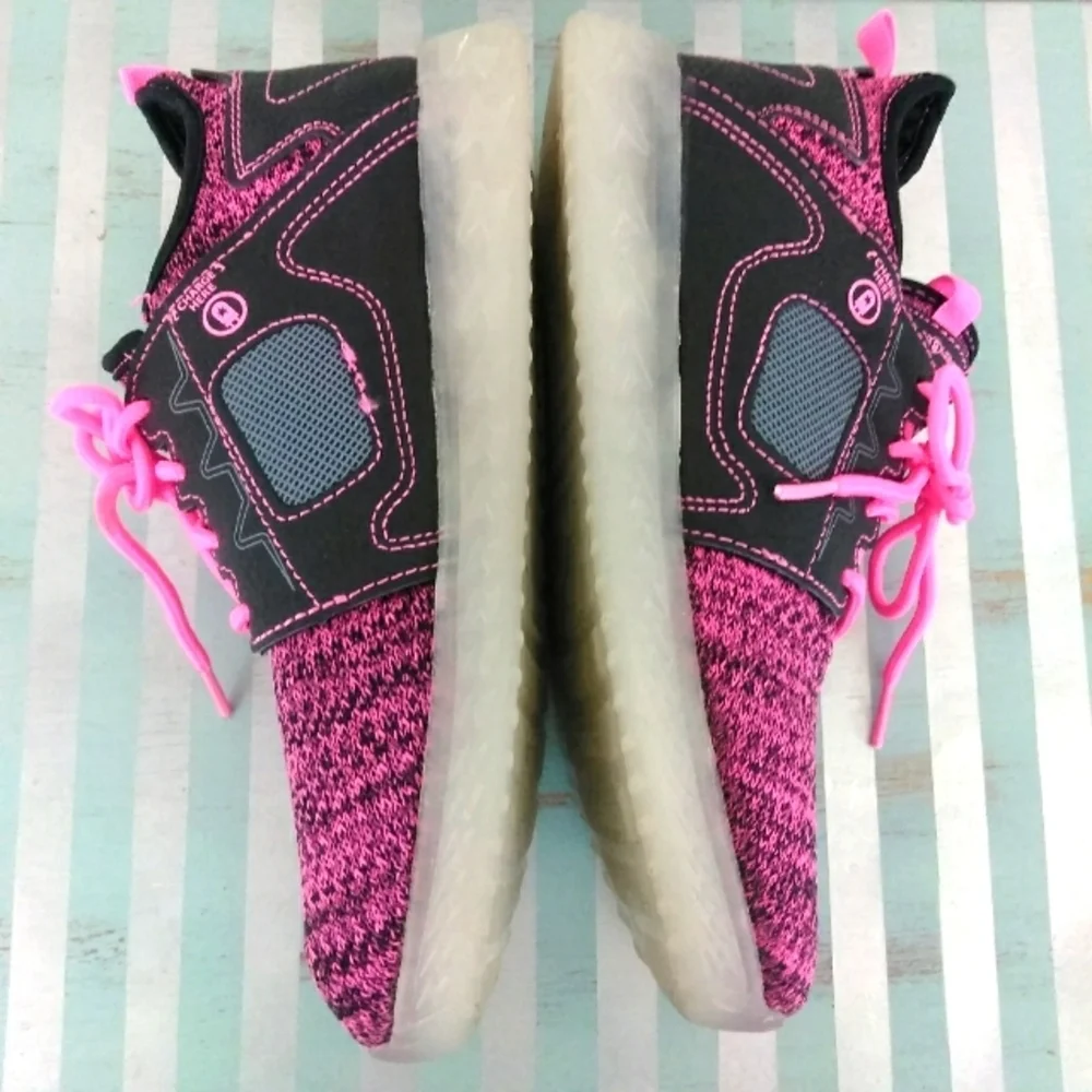 Flash Lights LED Light-Up Rechargeable Sneakers - Pink, Green, & Blue - Size 6